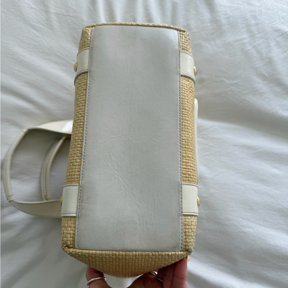 Coach Woven Straw Tote with White Trim - Neutral Summer Handbag - Picture 8 of 9
